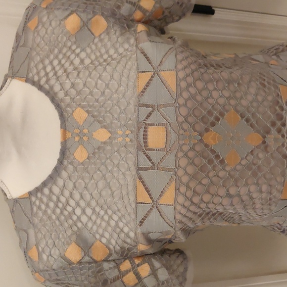 BCBG MAXAZRIA BLOUSE TOP SHIRT LACE LIGHT DUST GRAY  CALESTE Size S - Picture 6 of 8